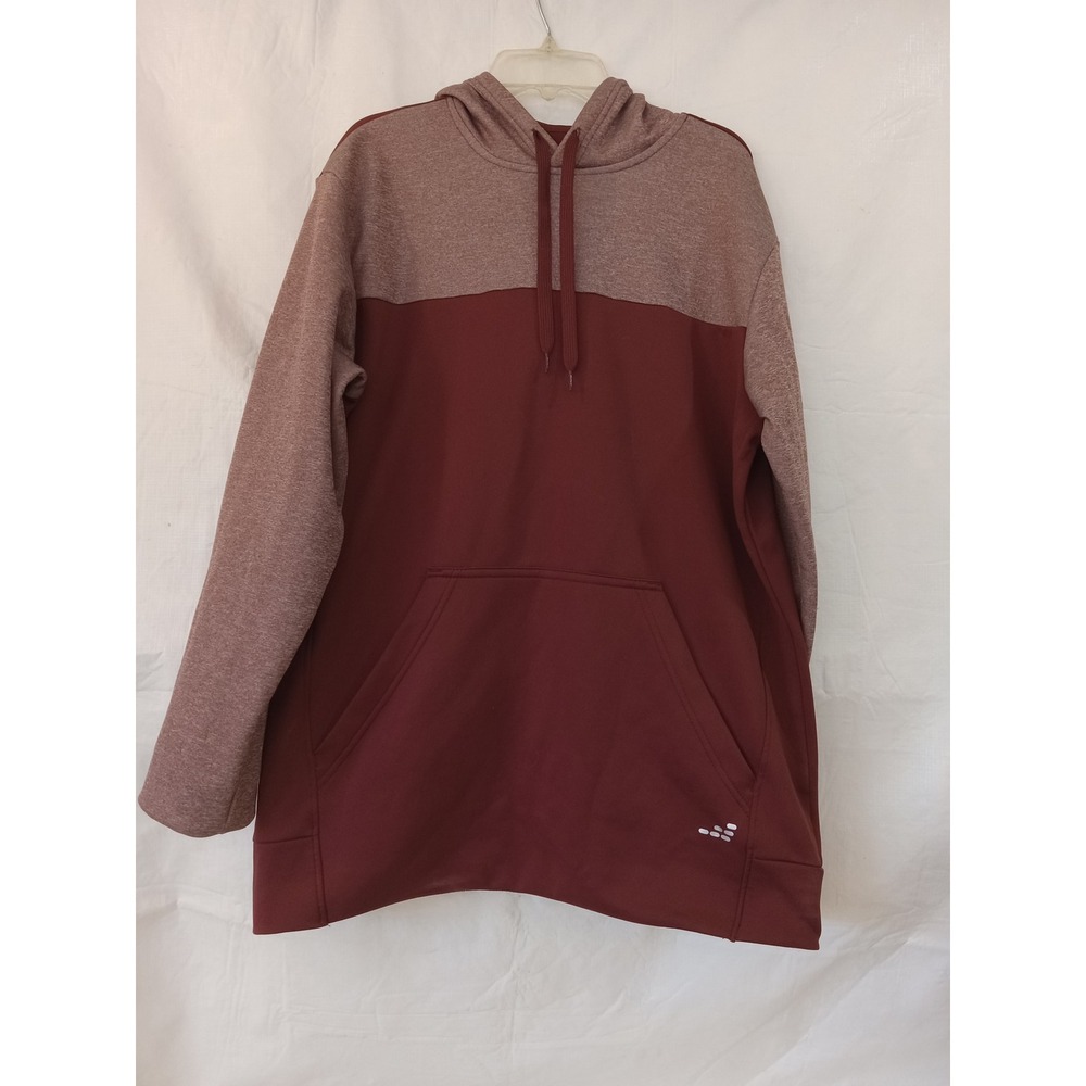 BCG Colorblock Hoodie Burgundy Heather Grey Pullover Athletic Size S